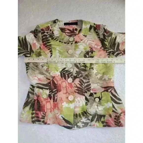 Alexis & Avery Blazer Jacket Womens Size 10 Cotton Linen Fall Floral Career - Picture 11 of 16